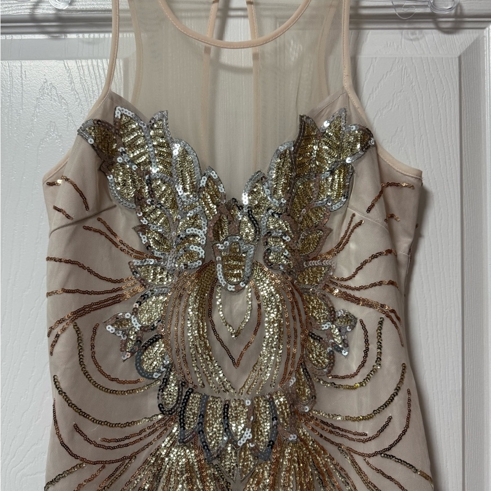 Elegant Sequin Embellished Dress - Gold and Silver